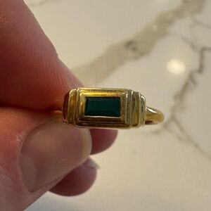 MONICA VINADER Baja Deco Gold Ring with Green Onyx